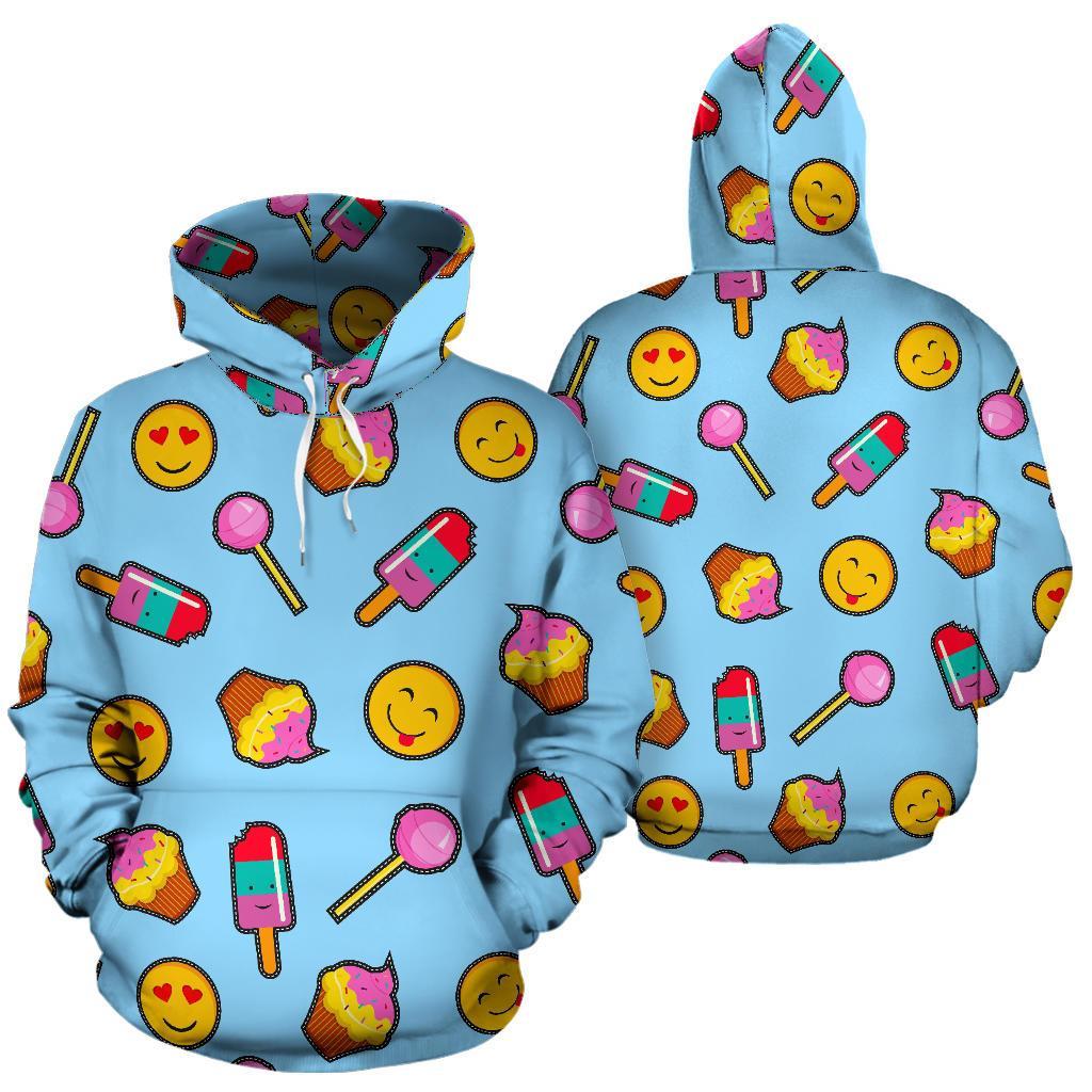 Emoji Dessert Pattern Print Men Women Pullover Hoodie-grizzshop