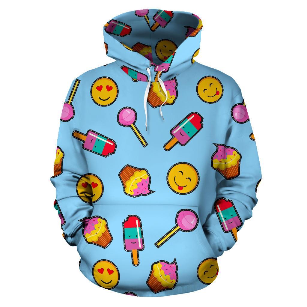 Emoji Dessert Pattern Print Men Women Pullover Hoodie-grizzshop