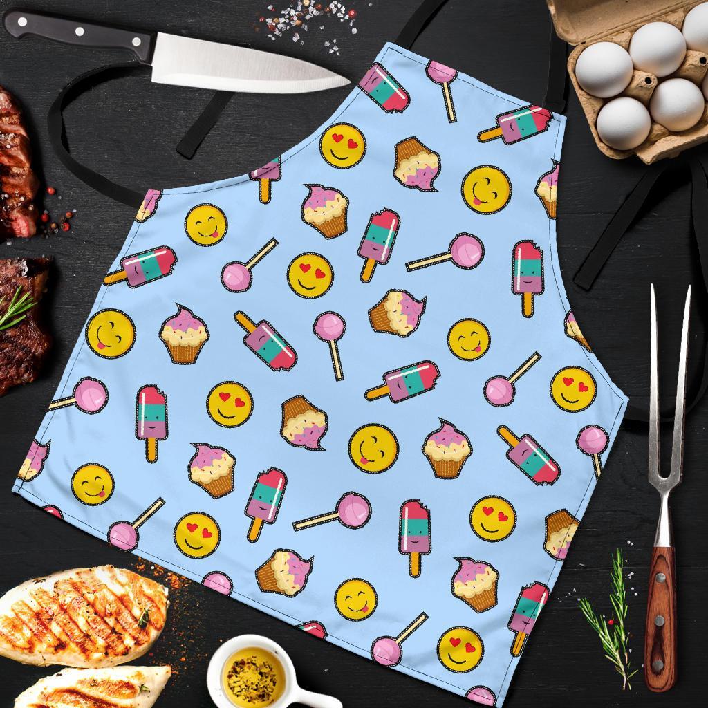 Emoji Dessert Pattern Print Men's Apron-grizzshop
