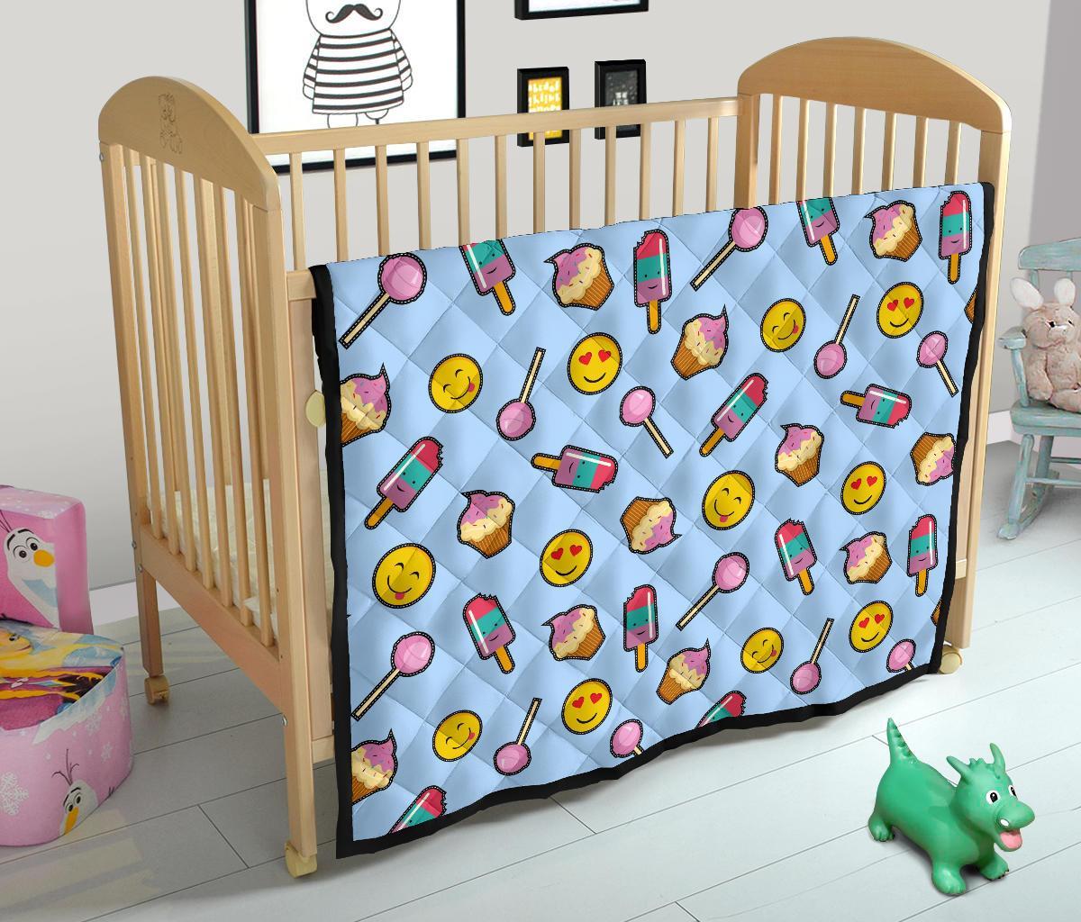 Emoji Dessert Pattern Print Quilt-grizzshop