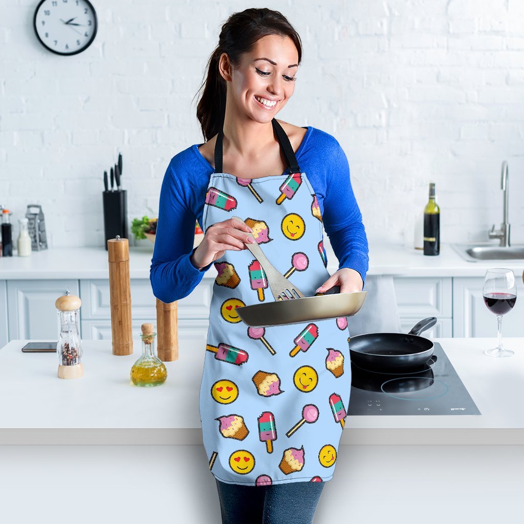 Emoji Dessert Pattern Print Women's Apron-grizzshop