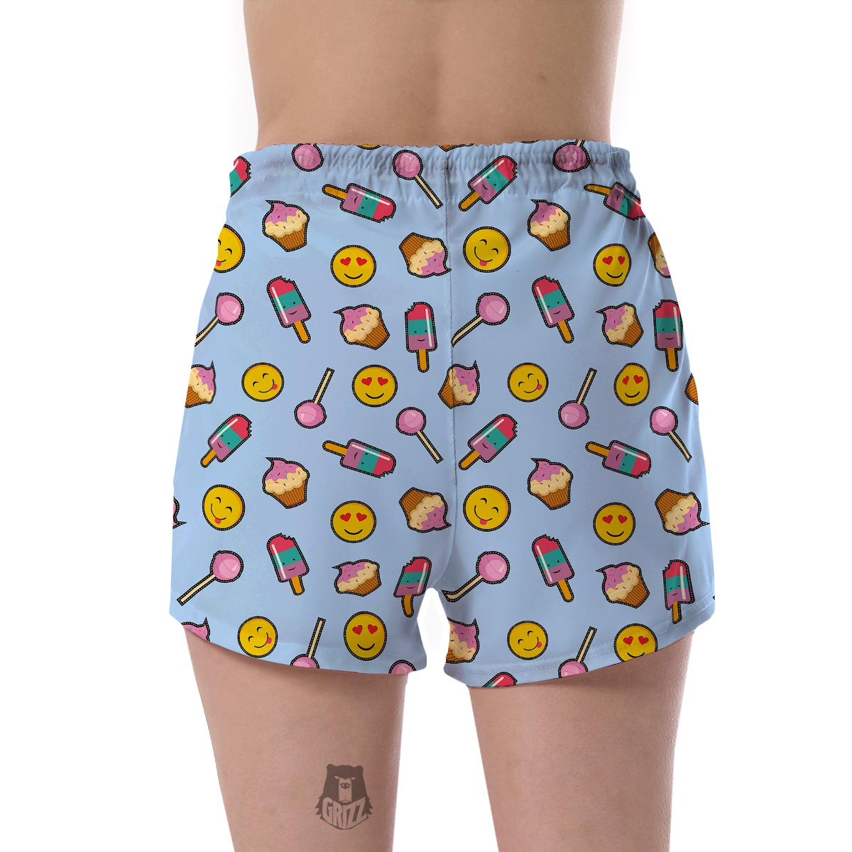 Emoji Dessert Pattern Print Women's Shorts-grizzshop