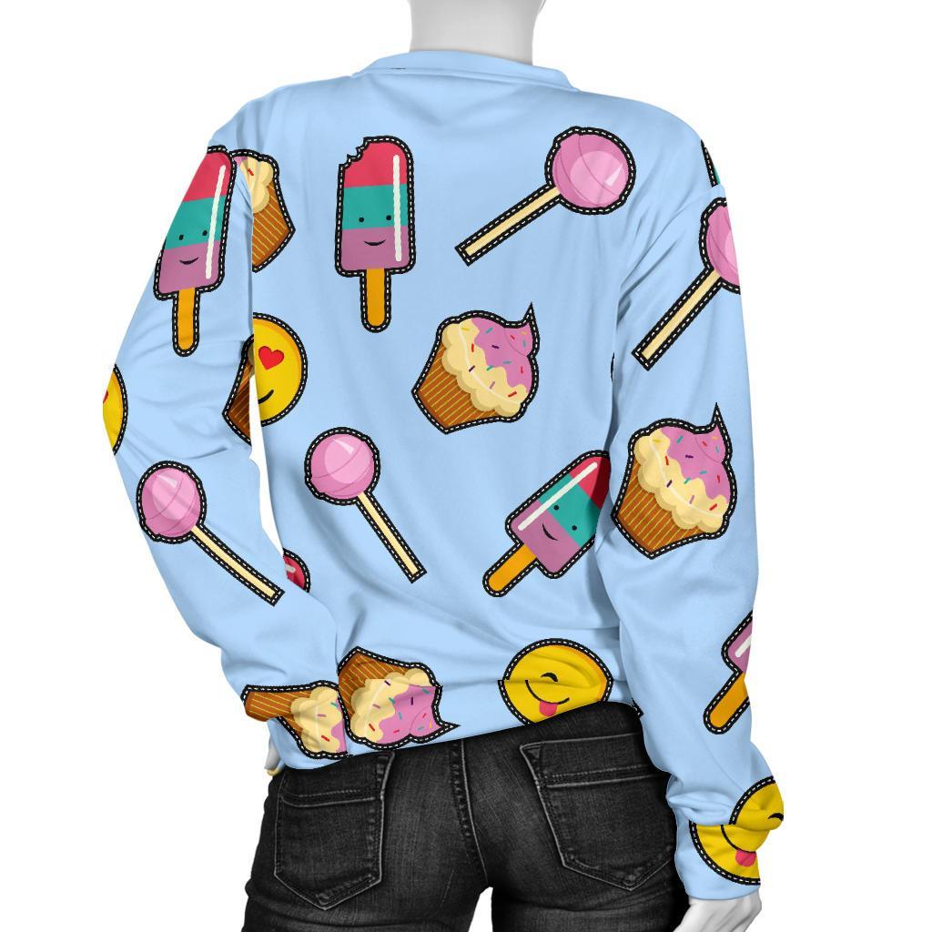 Emoji Dessert Pattern Print Women's Sweatshirt-grizzshop