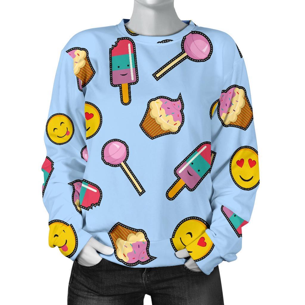 Emoji Dessert Pattern Print Women's Sweatshirt-grizzshop