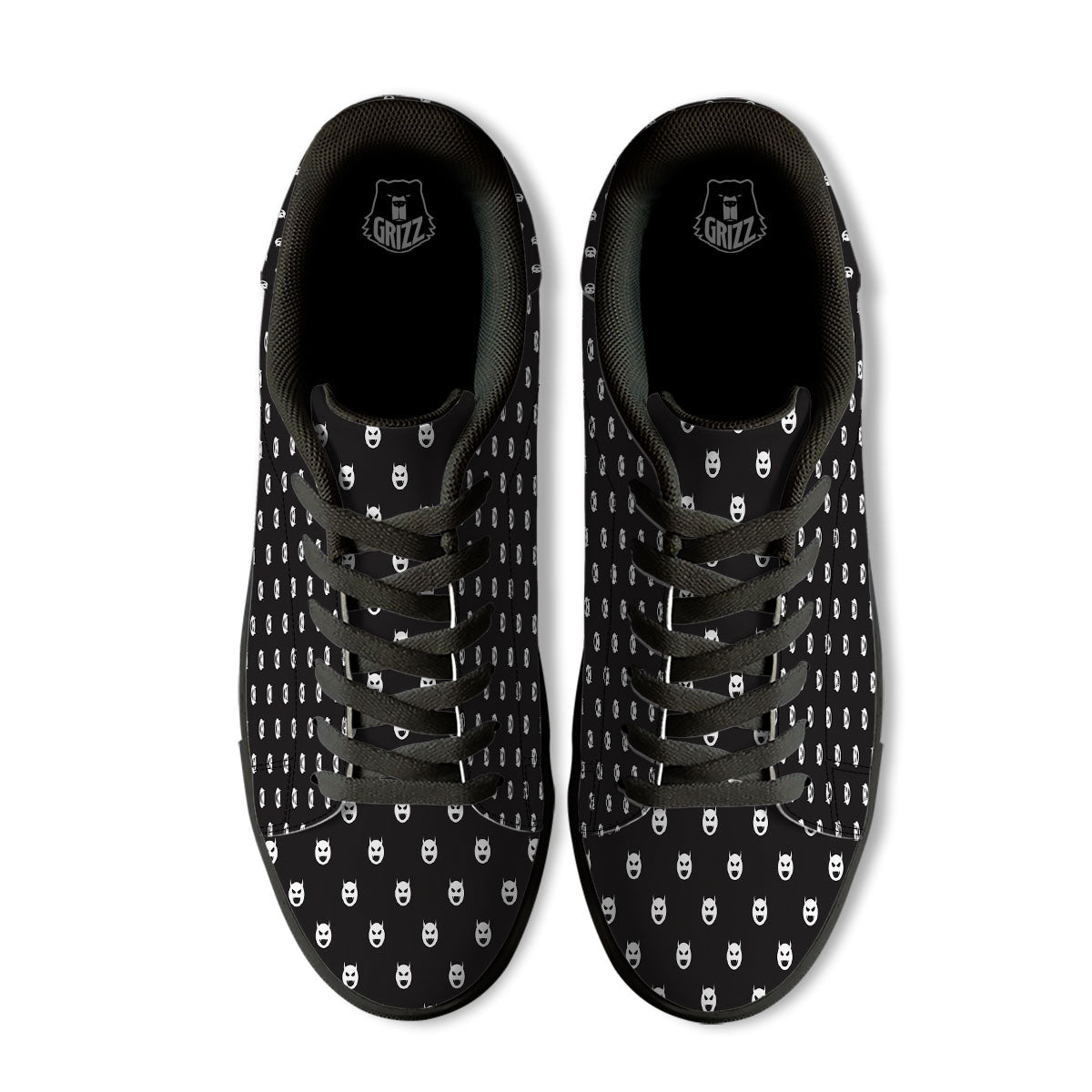 Emoji Devil Print Pattern Black Low Top Sneakers-grizzshop