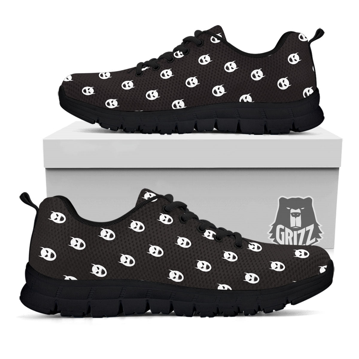 Emoji Devil Print Pattern Black Sneaker-grizzshop