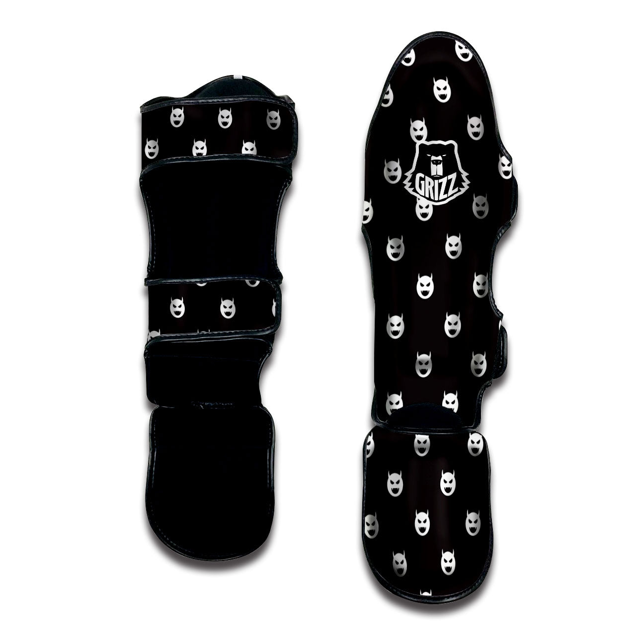 Emoji Devil Print Pattern Muay Thai Shin Guards-grizzshop