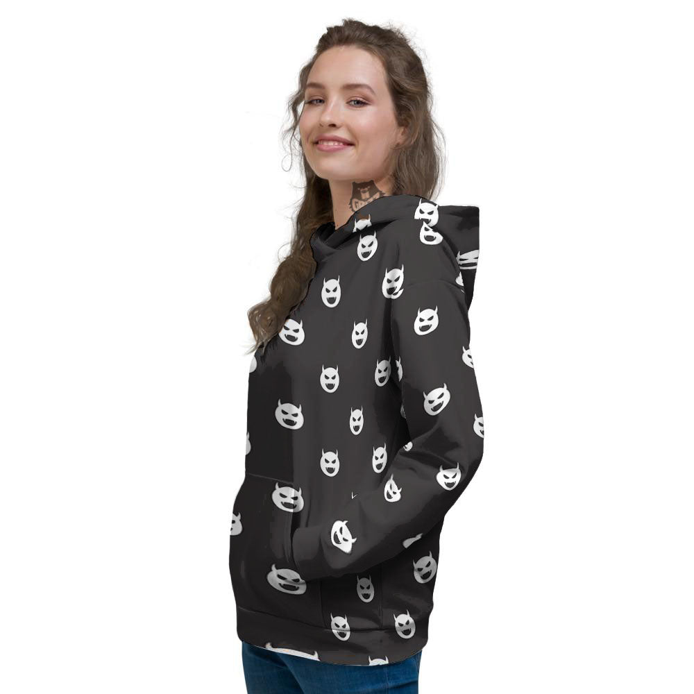 Emoji Devil Print Pattern Women's Hoodie-grizzshop