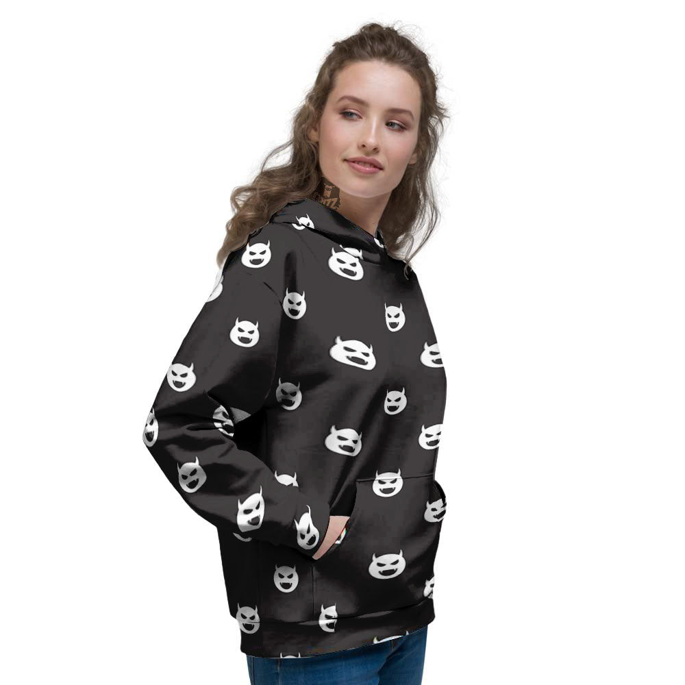 Emoji Devil Print Pattern Women's Hoodie-grizzshop