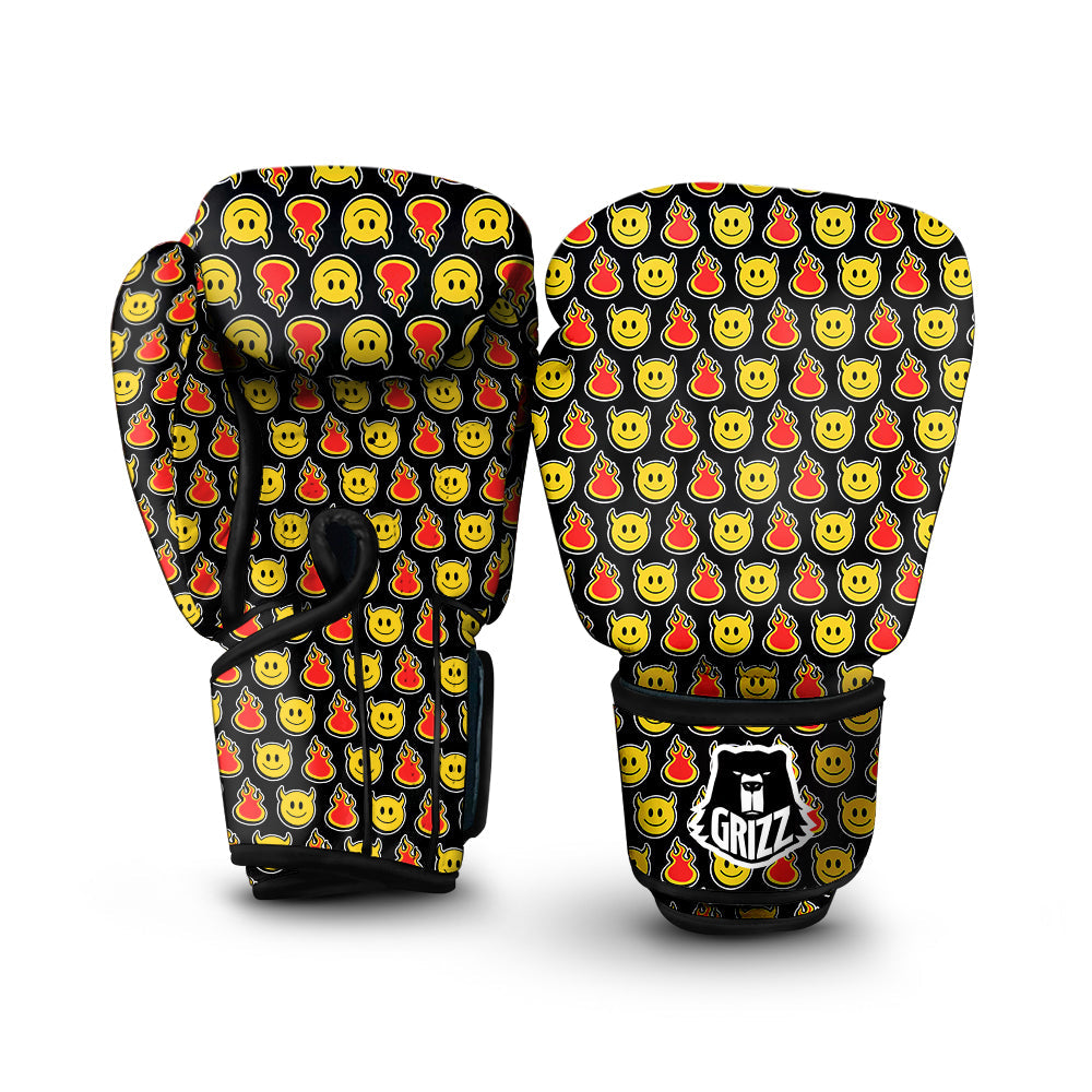 Emoji Fire And Devil Cute Print Pattern Boxing Gloves-grizzshop
