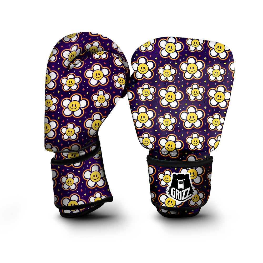 Emoji Flower Smile Print Pattern Boxing Gloves-grizzshop