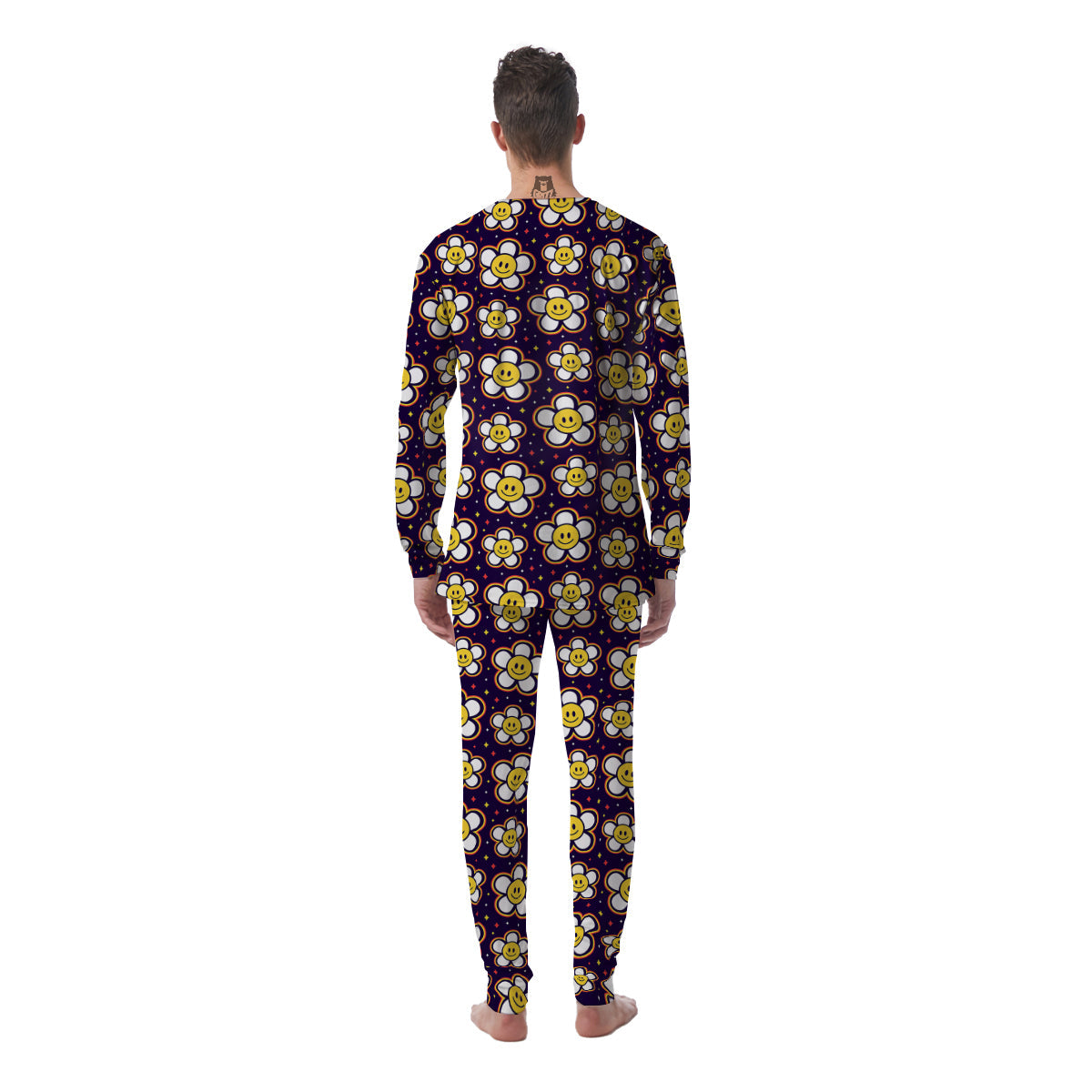 Emoji Flower Smile Print Pattern Men's Pajamas-grizzshop