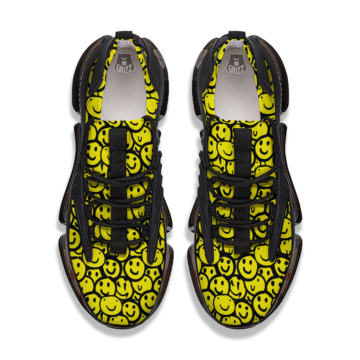 Emoji Graffiti Happy Print Pattern Black Gym Shoes-grizzshop