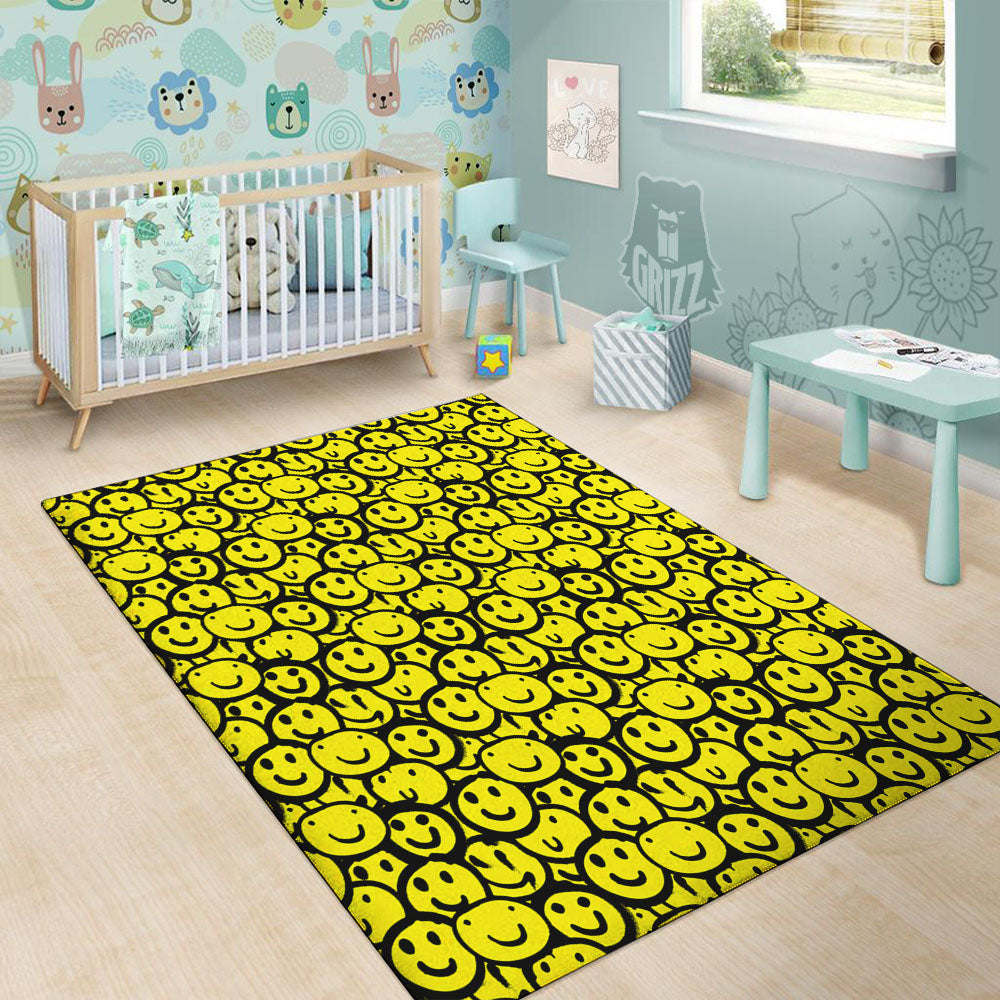 Emoji Graffiti Happy Print Pattern Floor Mat-grizzshop