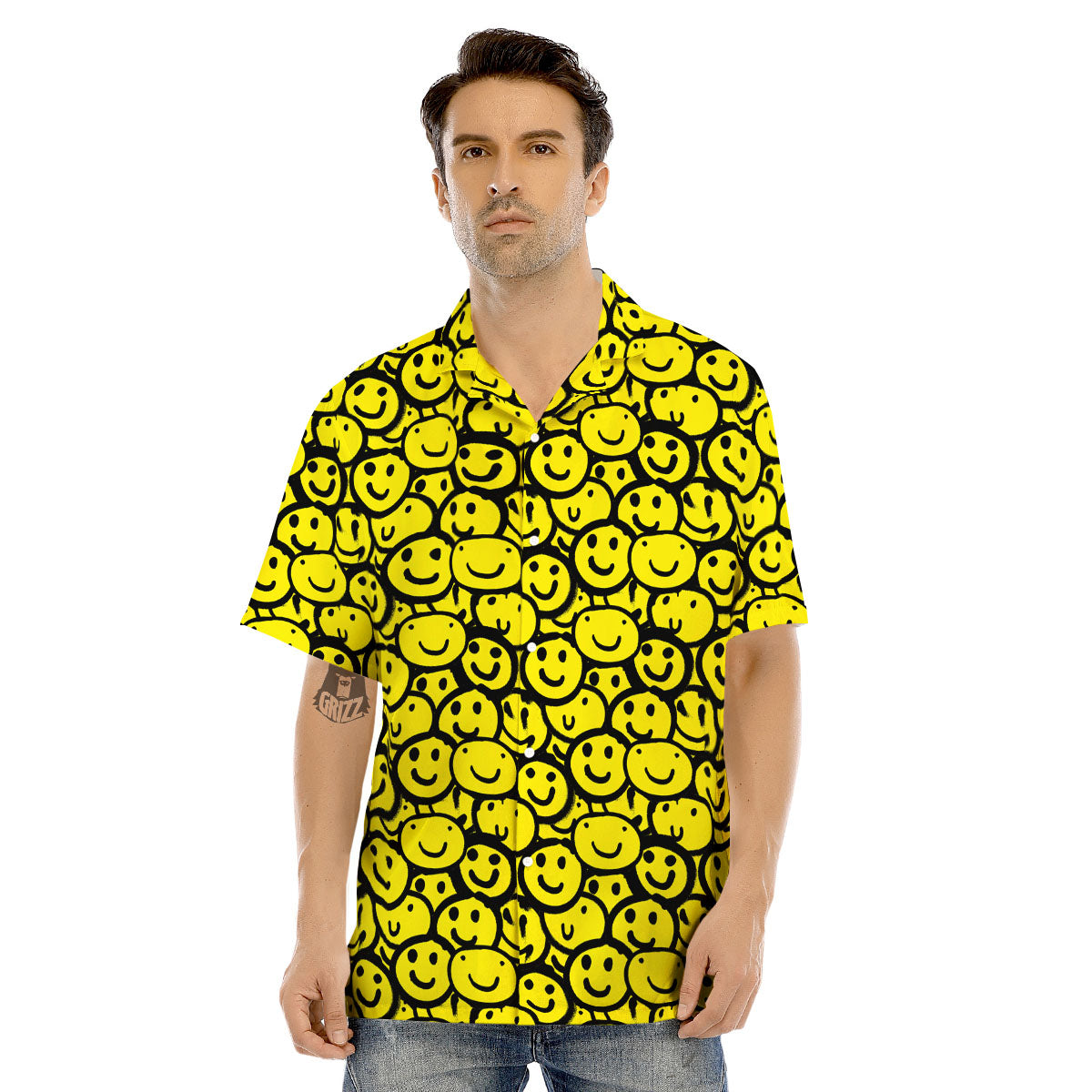 Emoji Graffiti Happy Print Pattern Men's Hawaiian Shirt-grizzshop