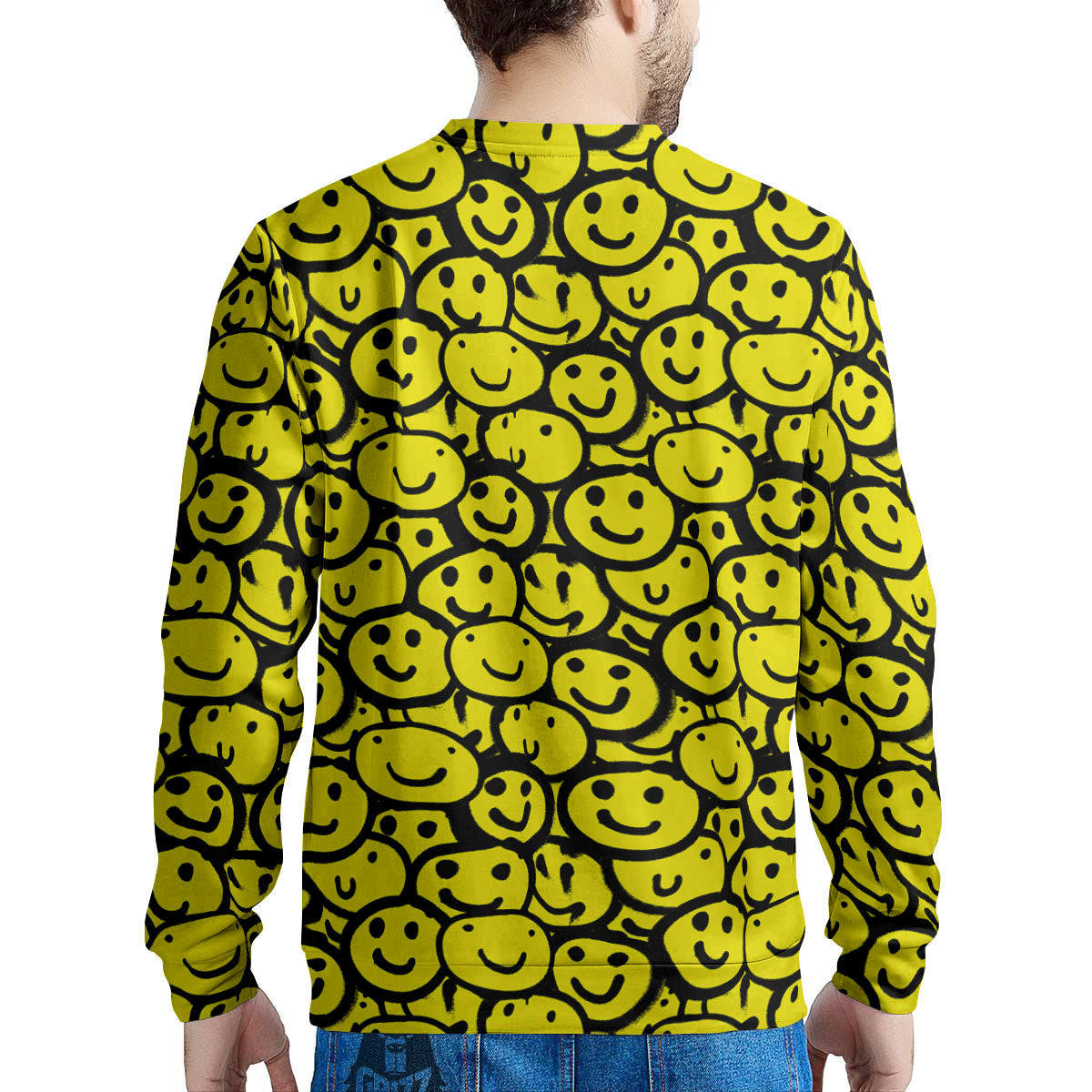 Emoji Graffiti Happy Print Pattern Men's Sweatshirt-grizzshop