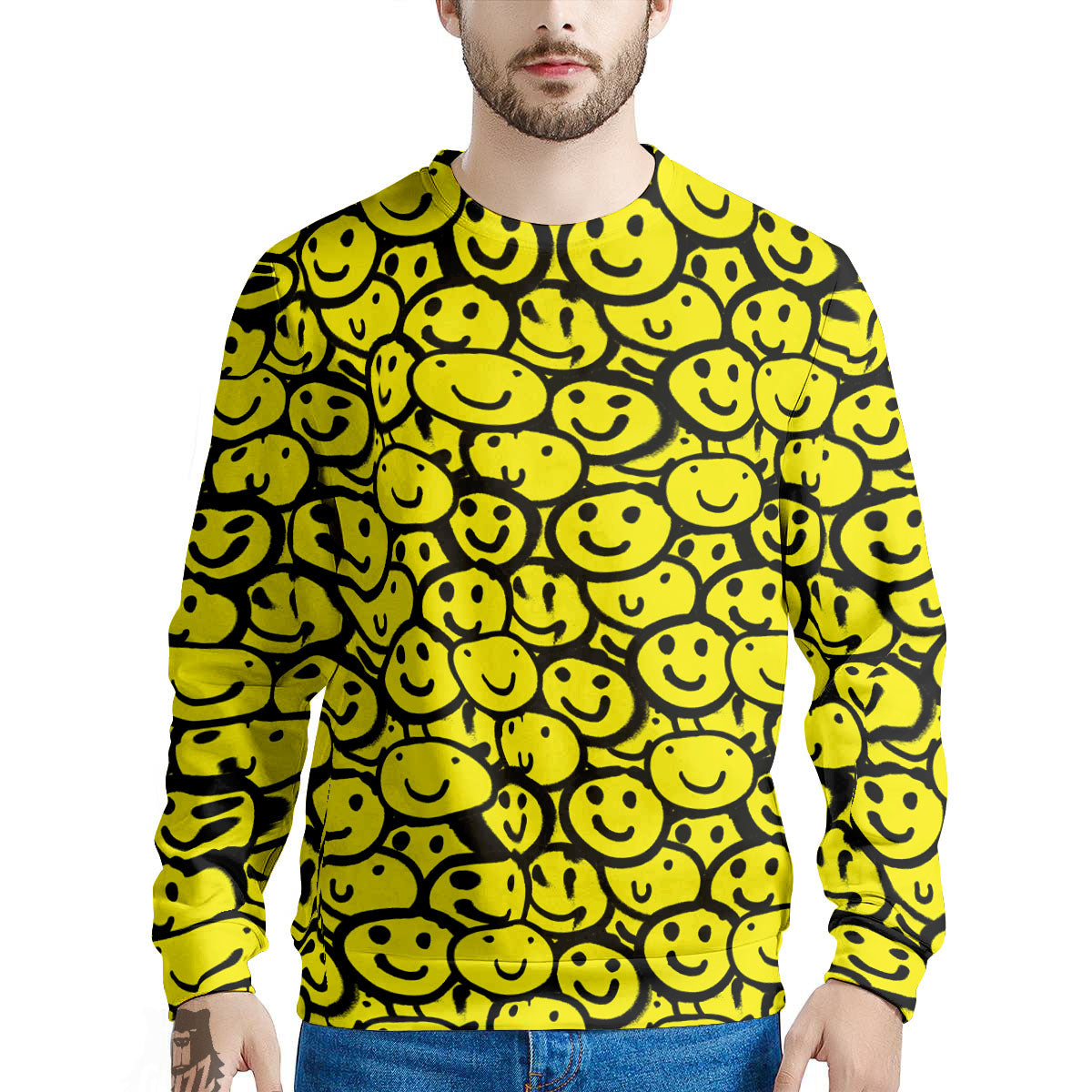 Emoji Graffiti Happy Print Pattern Men's Sweatshirt-grizzshop