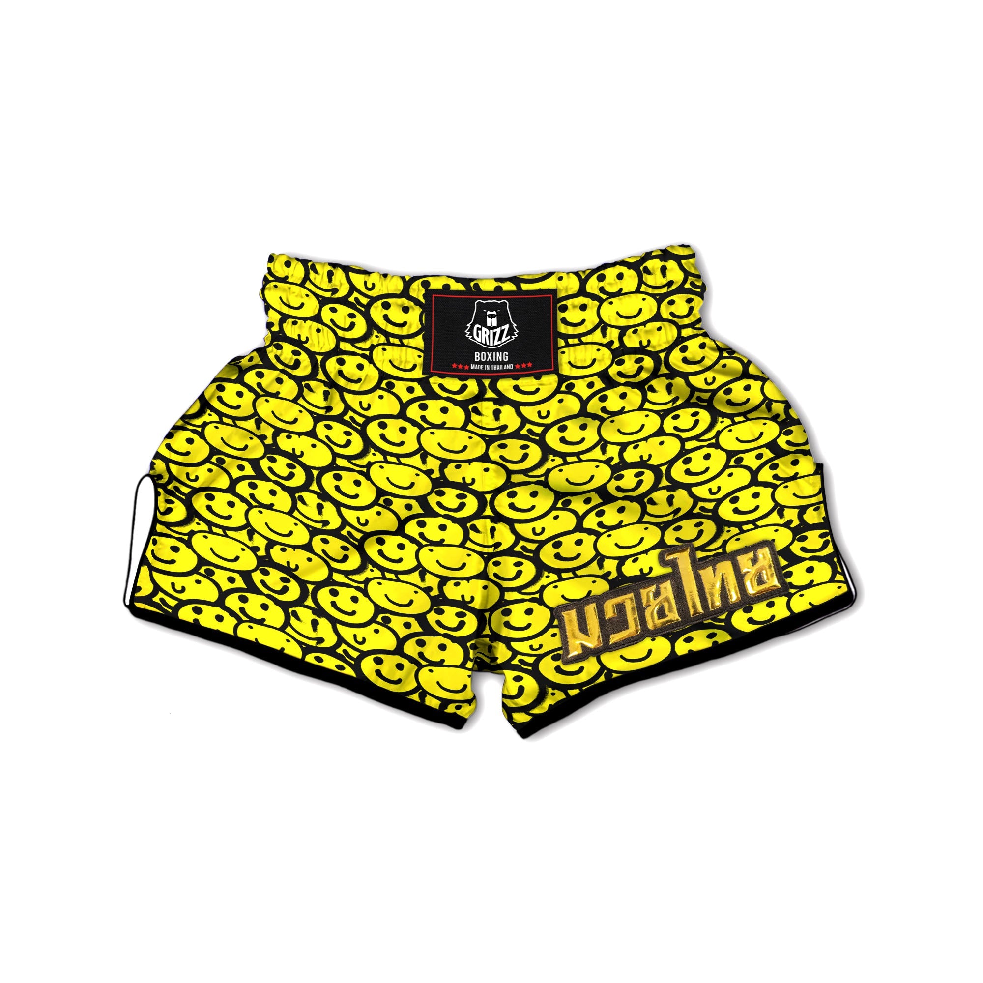 Emoji Graffiti Happy Print Pattern Muay Thai Boxing Shorts-grizzshop