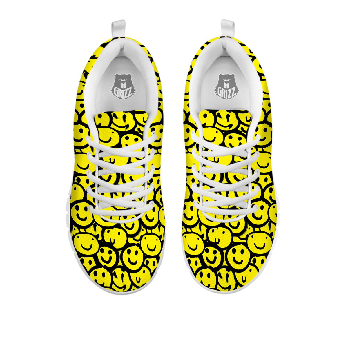 Emoji Graffiti Happy Print Pattern White Sneaker-grizzshop