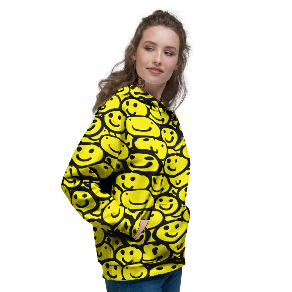 Emoji Graffiti Happy Print Pattern Women's Hoodie-grizzshop