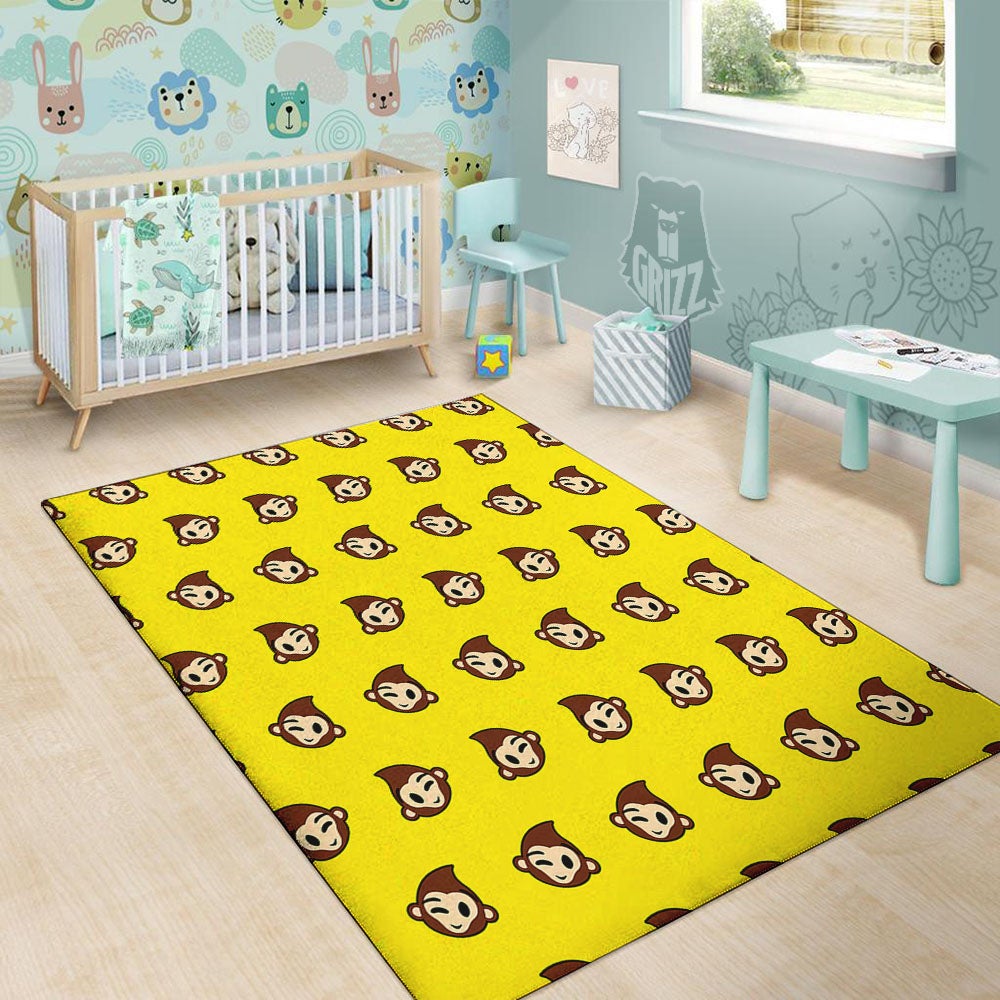 Emoji Monkey Print Pattern Floor Mat-grizzshop