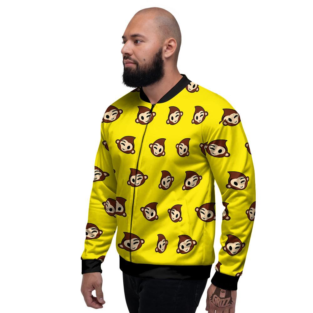 Emoji Monkey Print Pattern Men's Bomber Jacket-grizzshop