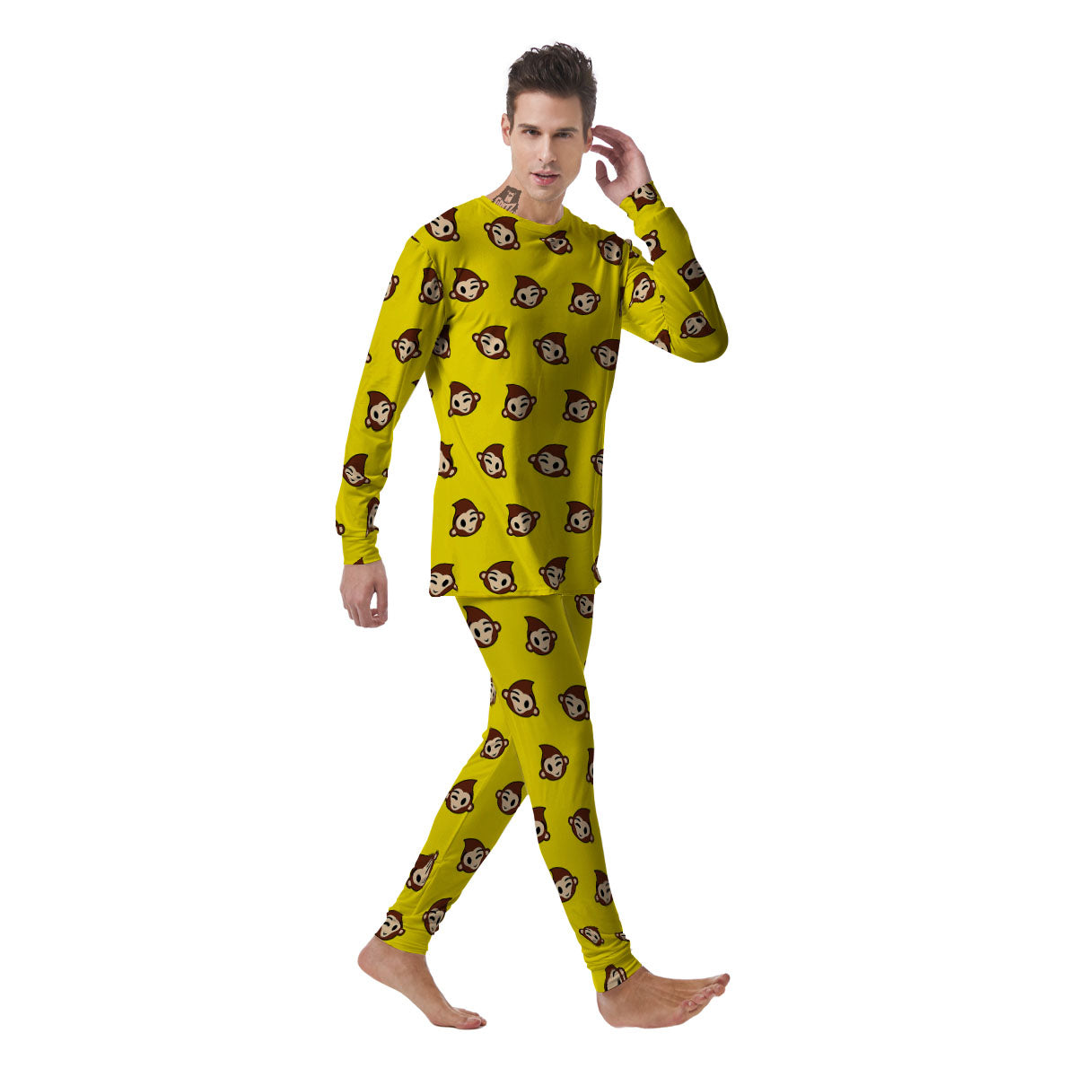 Emoji Monkey Print Pattern Men's Pajamas-grizzshop