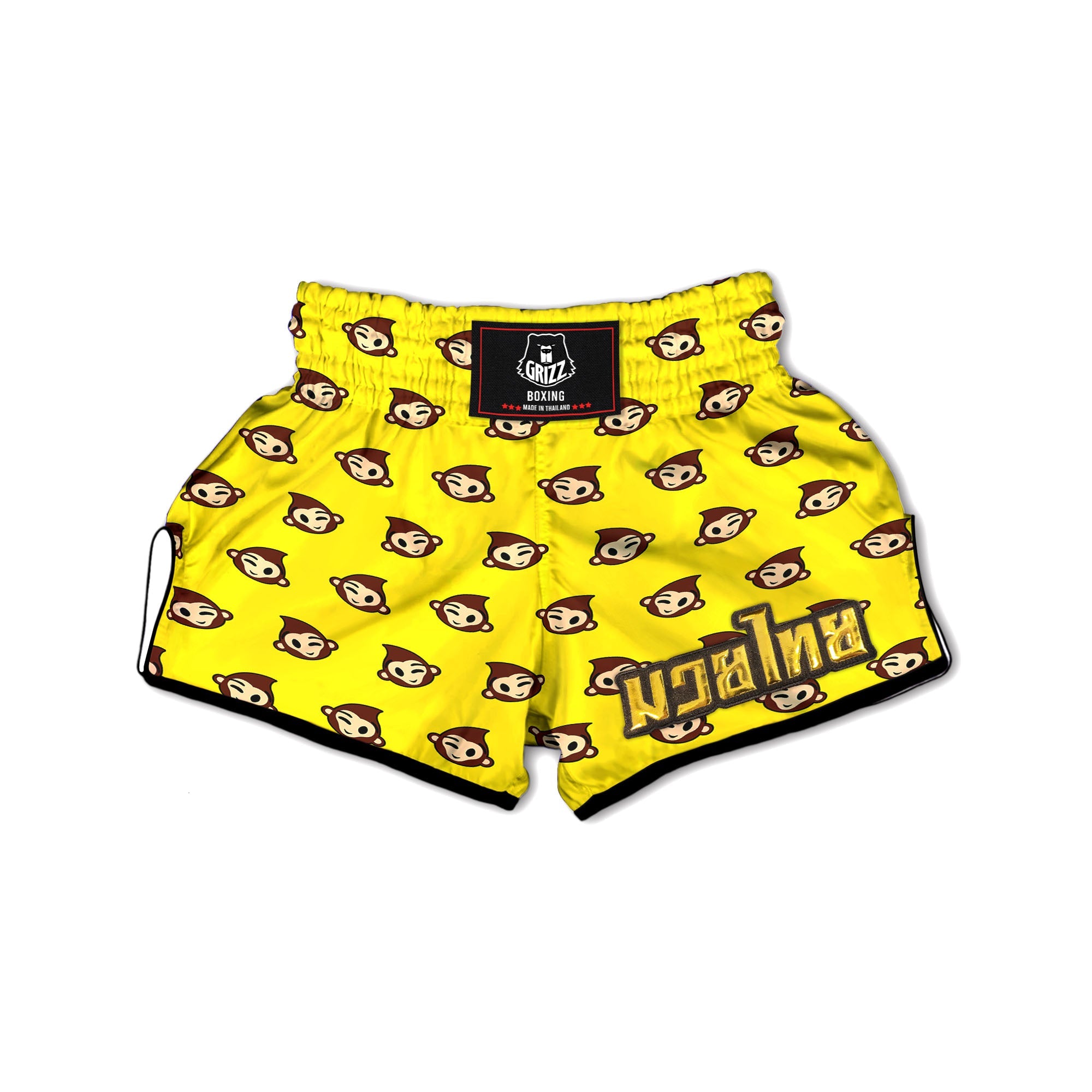 Emoji Monkey Print Pattern Muay Thai Boxing Shorts-grizzshop