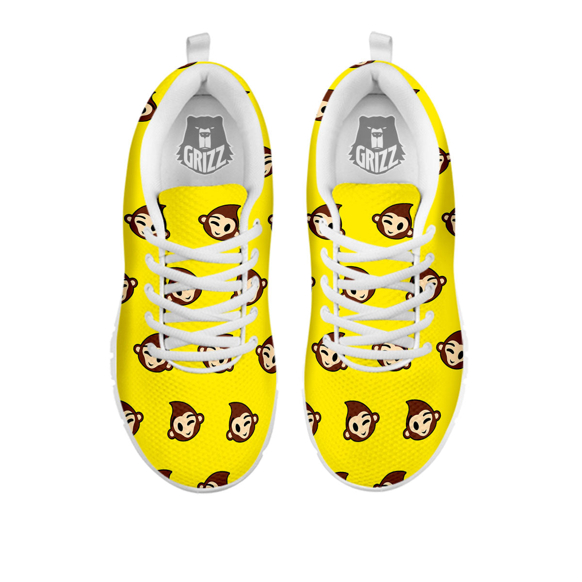 Emoji Monkey Print Pattern White Sneaker-grizzshop