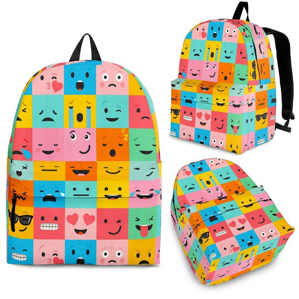 Emoji Pattern Print Backpack-grizzshop