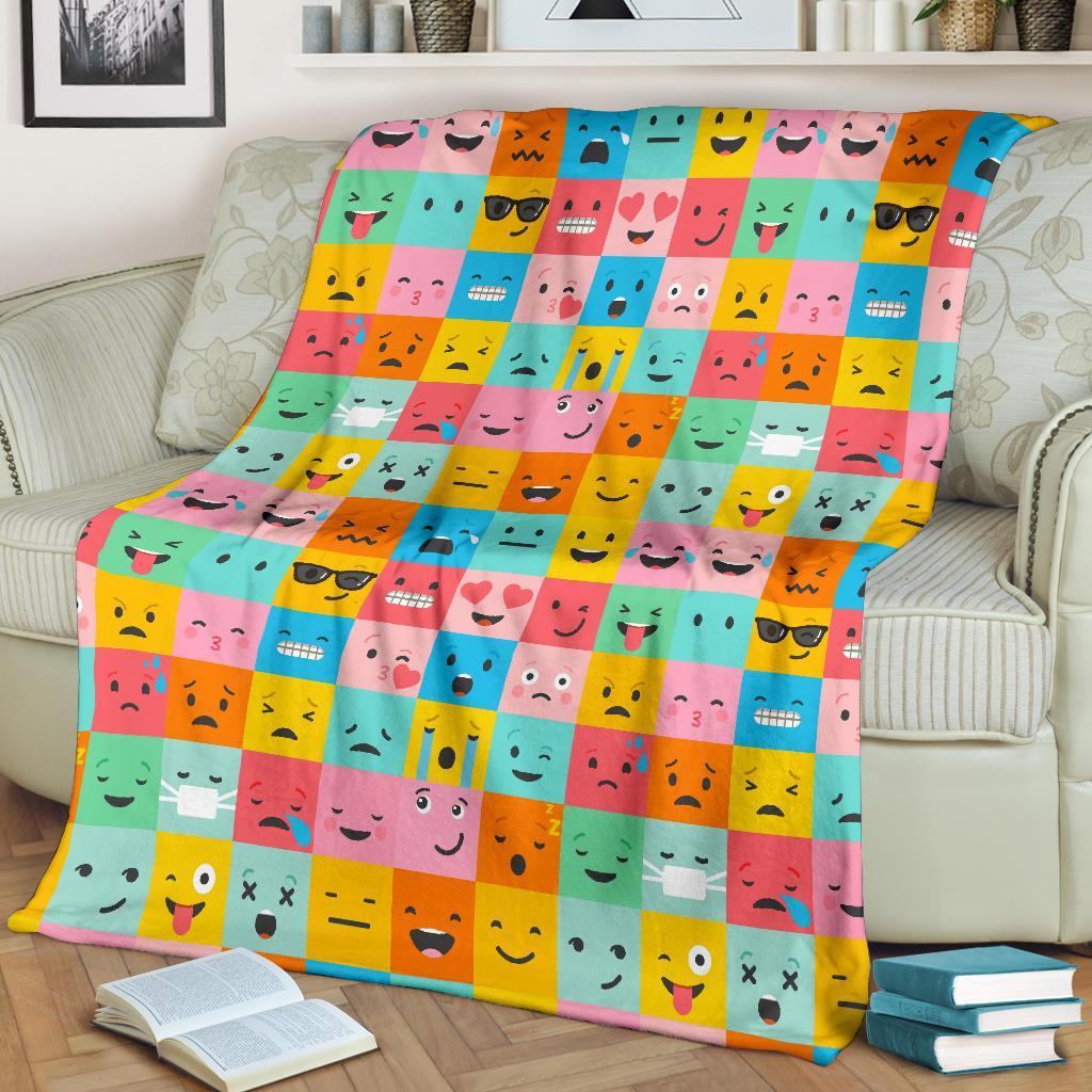 Emoji Pattern Print Blanket-grizzshop