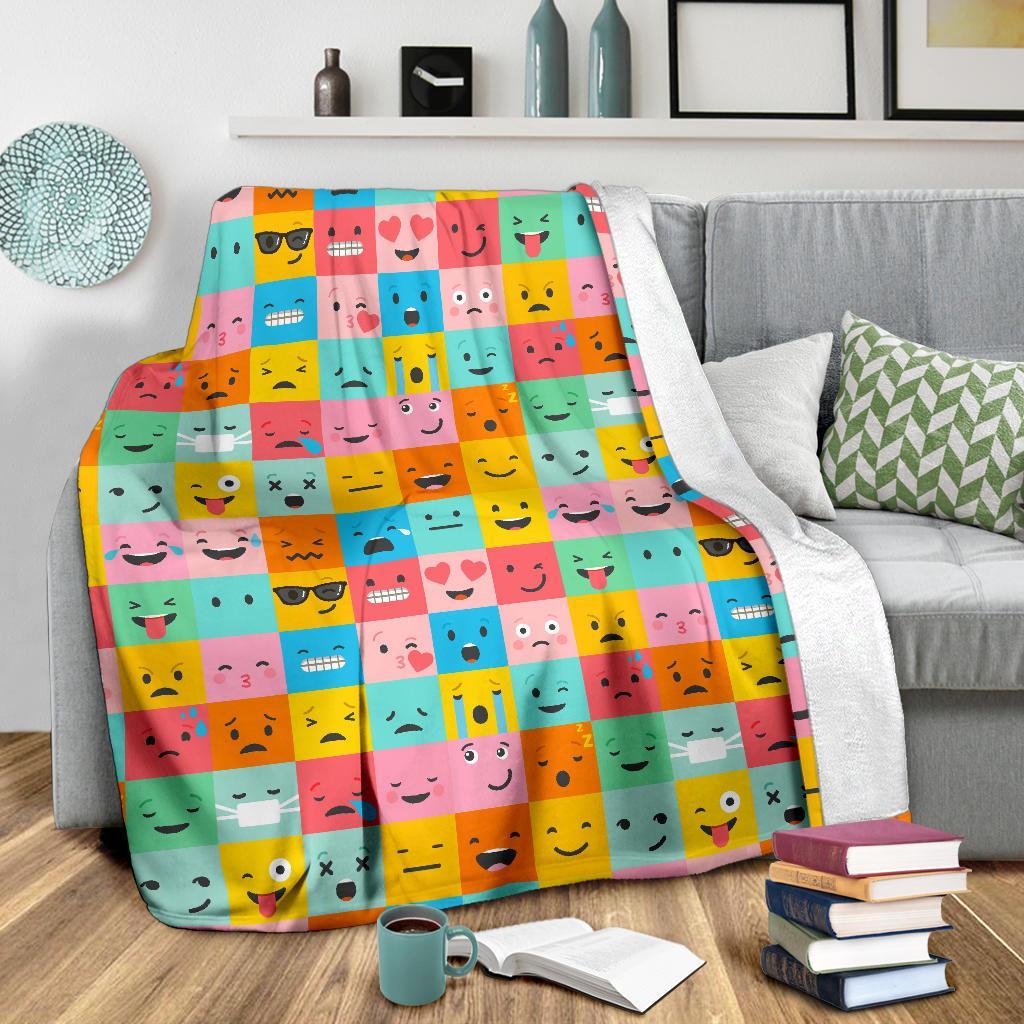 Emoji Pattern Print Blanket-grizzshop