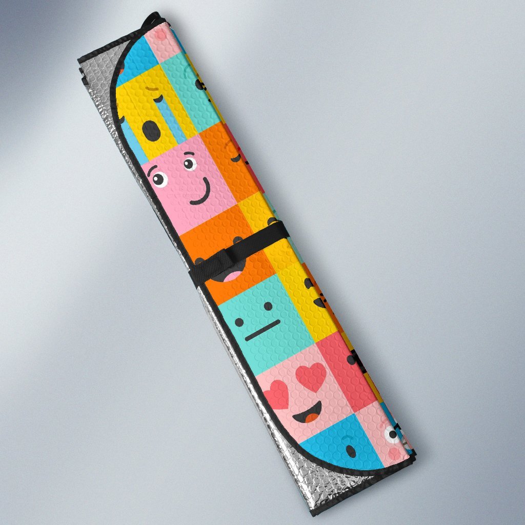 Emoji Pattern Print Car Sun Shade-grizzshop