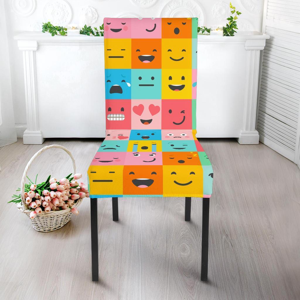 Emoji Pattern Print Chair Cover-grizzshop