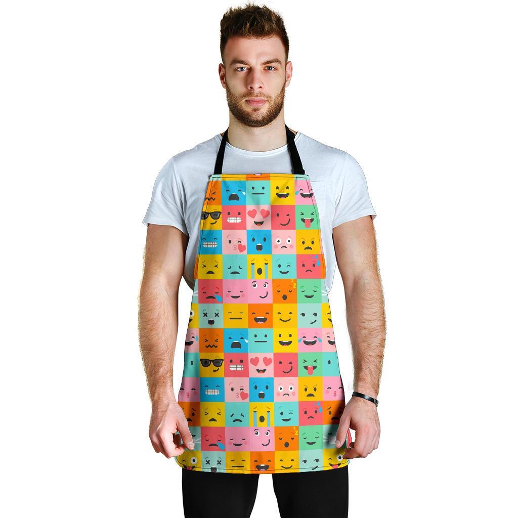 Emoji Pattern Print Men's Apron-grizzshop