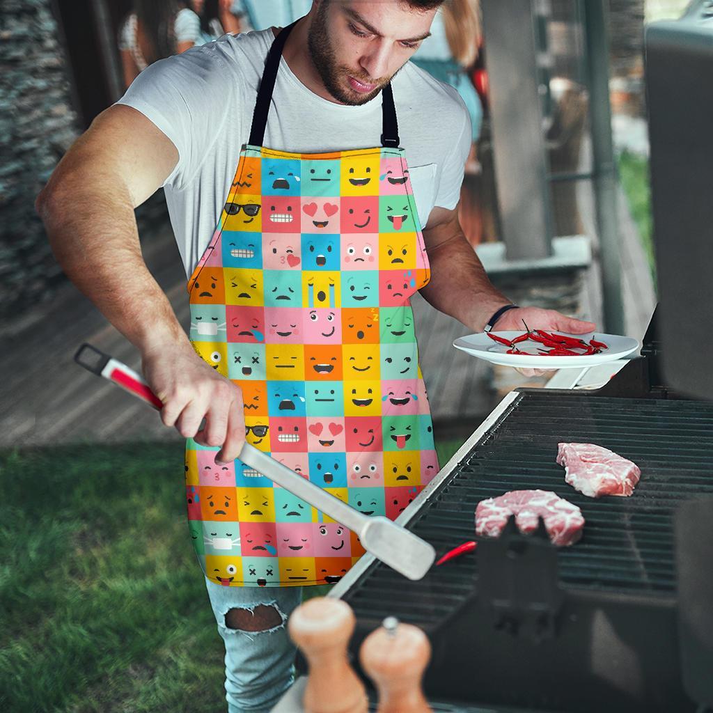 Emoji Pattern Print Men's Apron-grizzshop