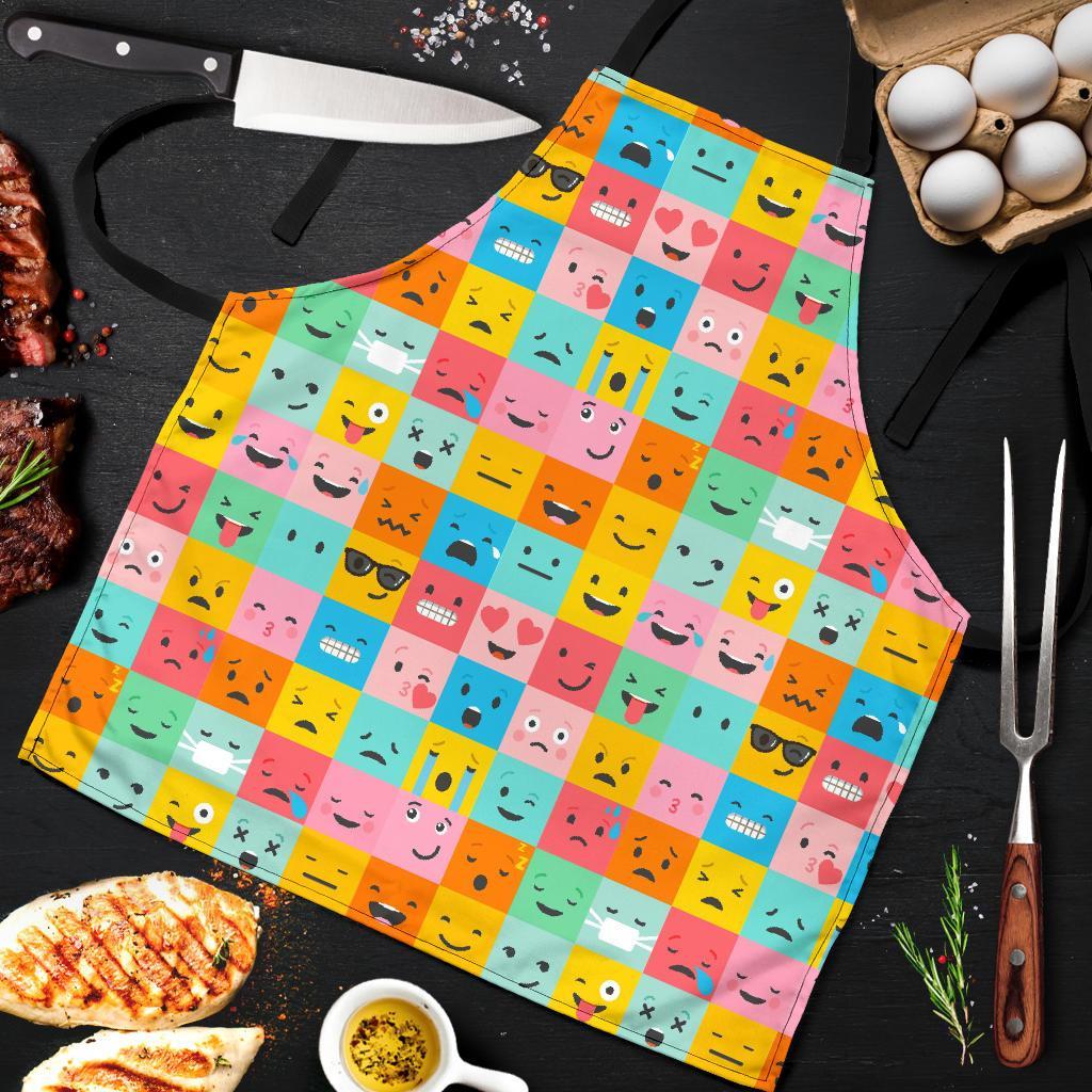 Emoji Pattern Print Men's Apron-grizzshop