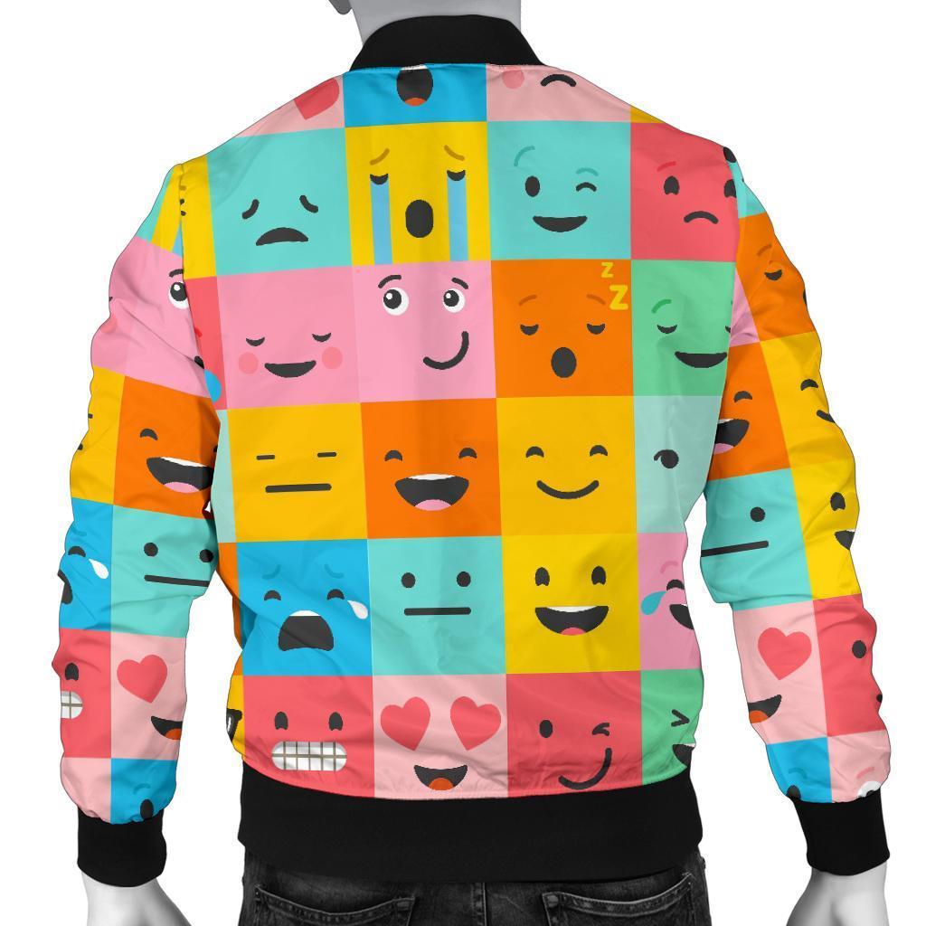 Emoji Pattern Print Men's Bomber Jacket-grizzshop