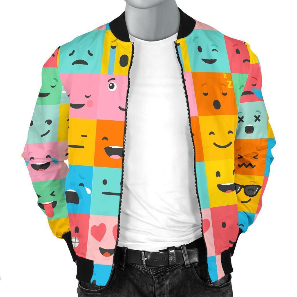 Emoji Pattern Print Men's Bomber Jacket-grizzshop