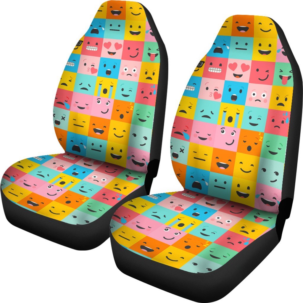 Emoji Pattern Print Universal Fit Car Seat Covers-grizzshop