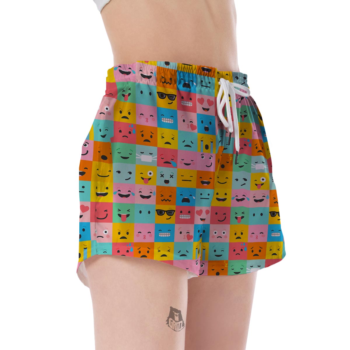 Emoji Pattern Print Women's Shorts-grizzshop