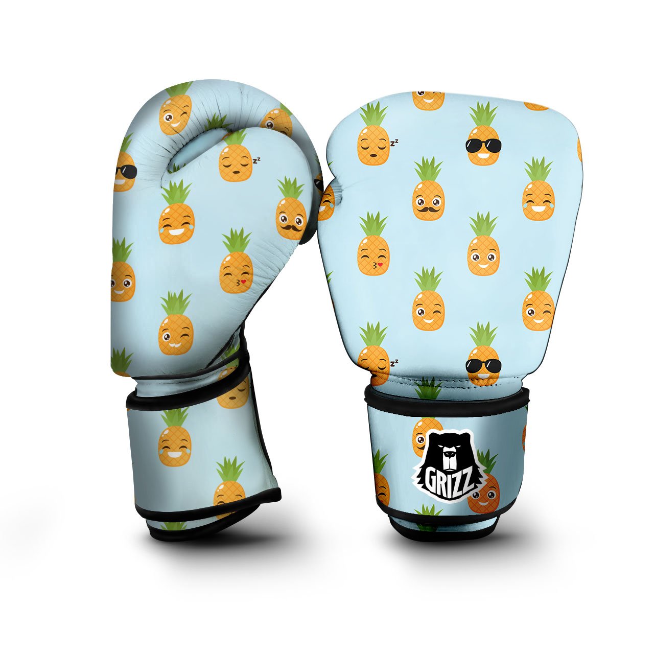 Emoji Pineapple Print Pattern Boxing Gloves-grizzshop