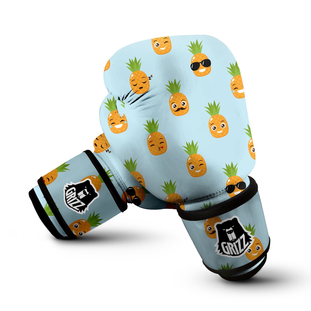 Emoji Pineapple Print Pattern Boxing Gloves-grizzshop