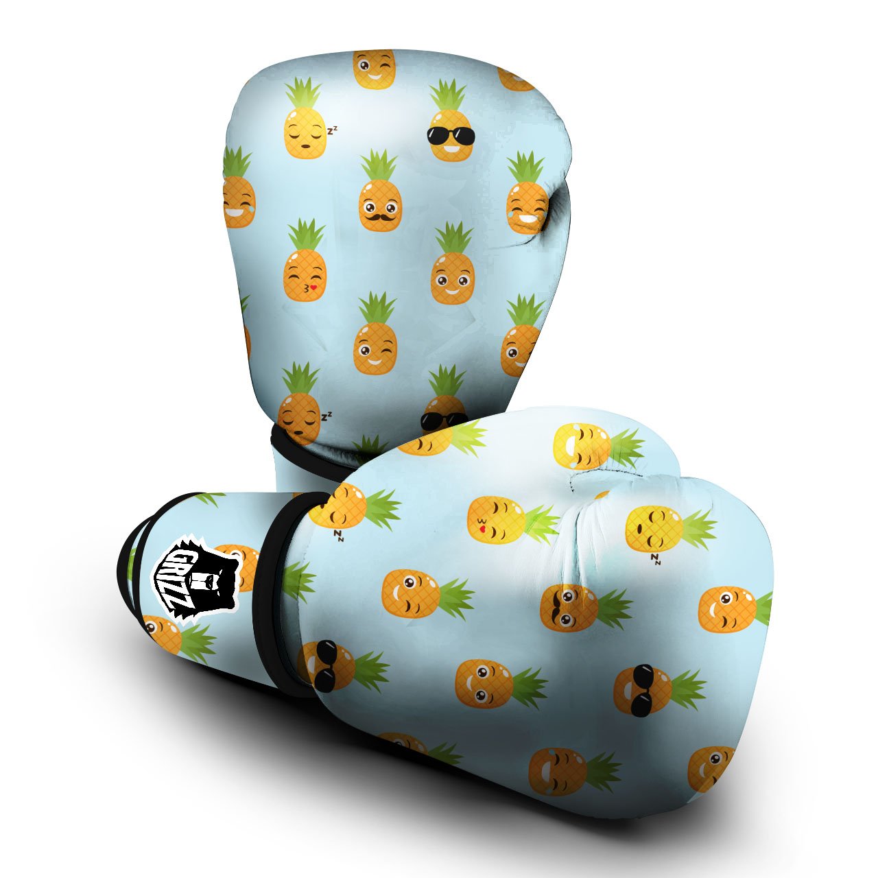 Emoji Pineapple Print Pattern Boxing Gloves-grizzshop