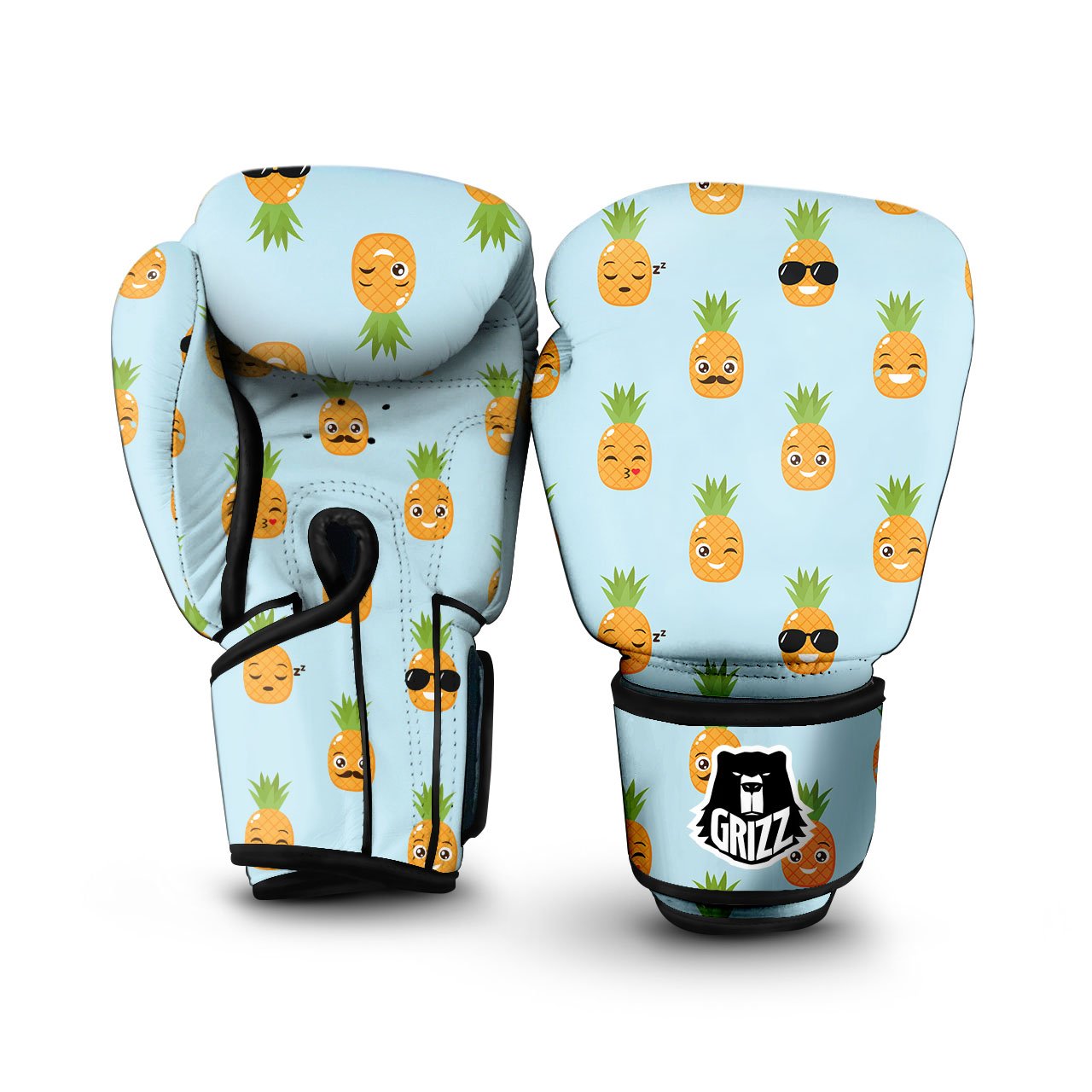 Emoji Pineapple Print Pattern Boxing Gloves-grizzshop