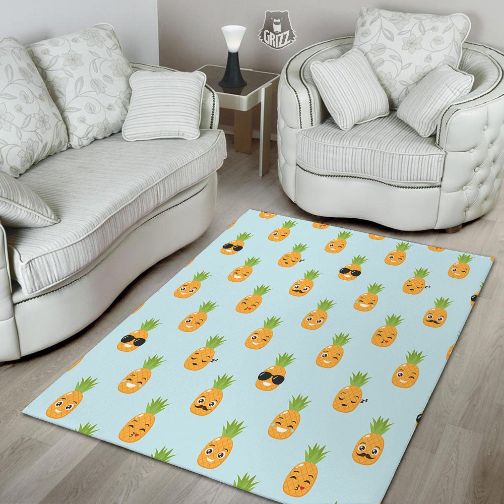 Emoji Pineapple Print Pattern Floor Mat-grizzshop