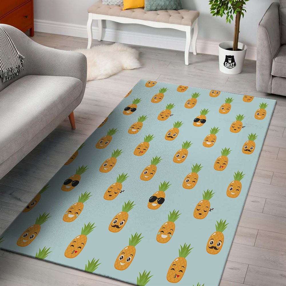 Emoji Pineapple Print Pattern Floor Mat-grizzshop