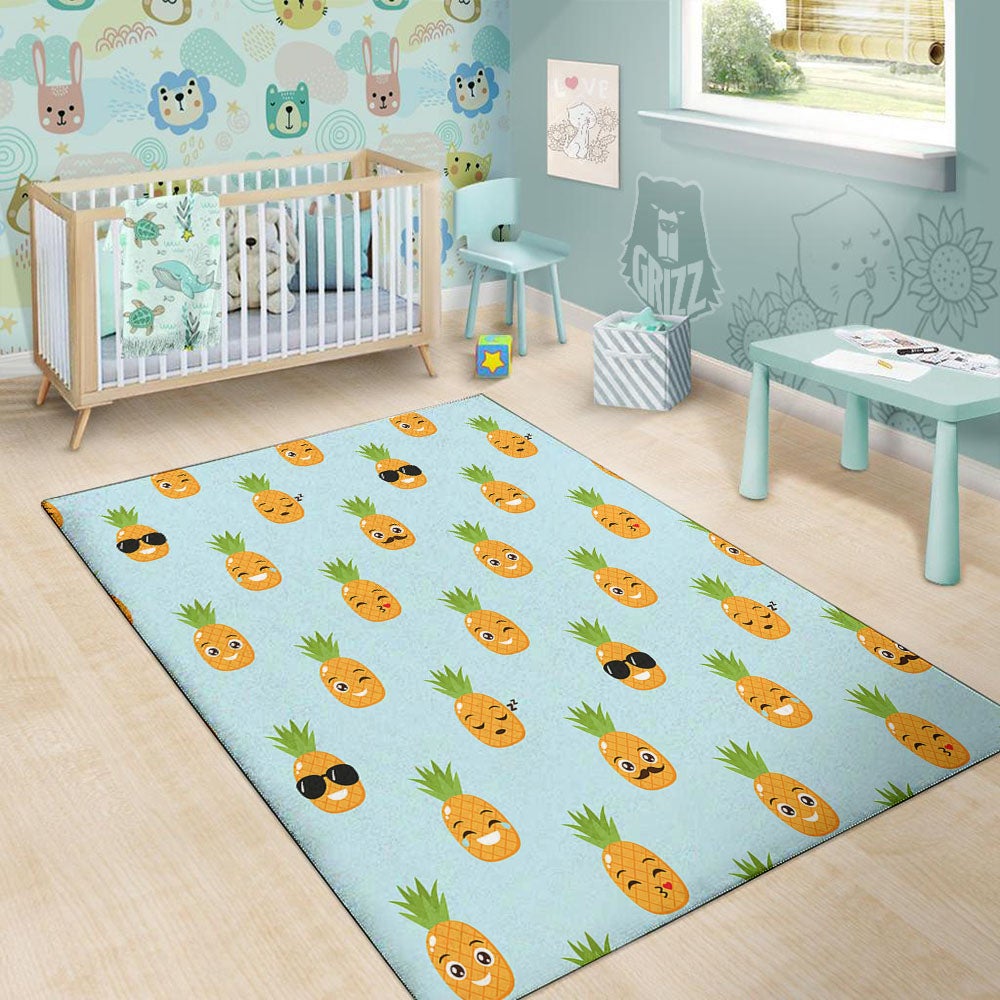 Emoji Pineapple Print Pattern Floor Mat-grizzshop