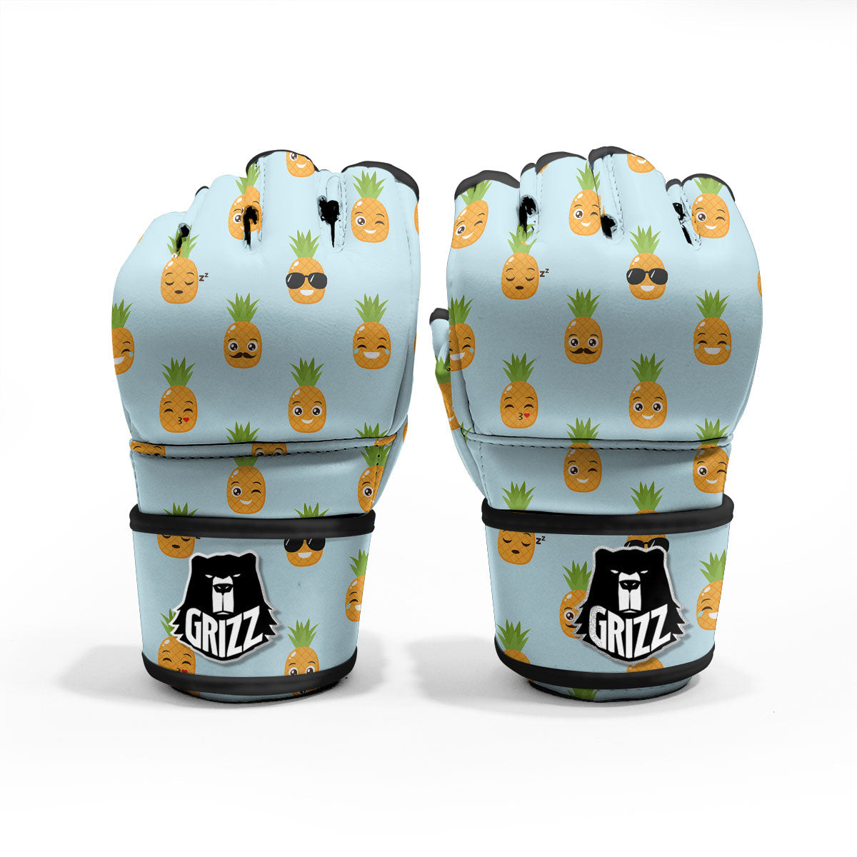 Emoji Pineapple Print Pattern MMA Gloves-grizzshop