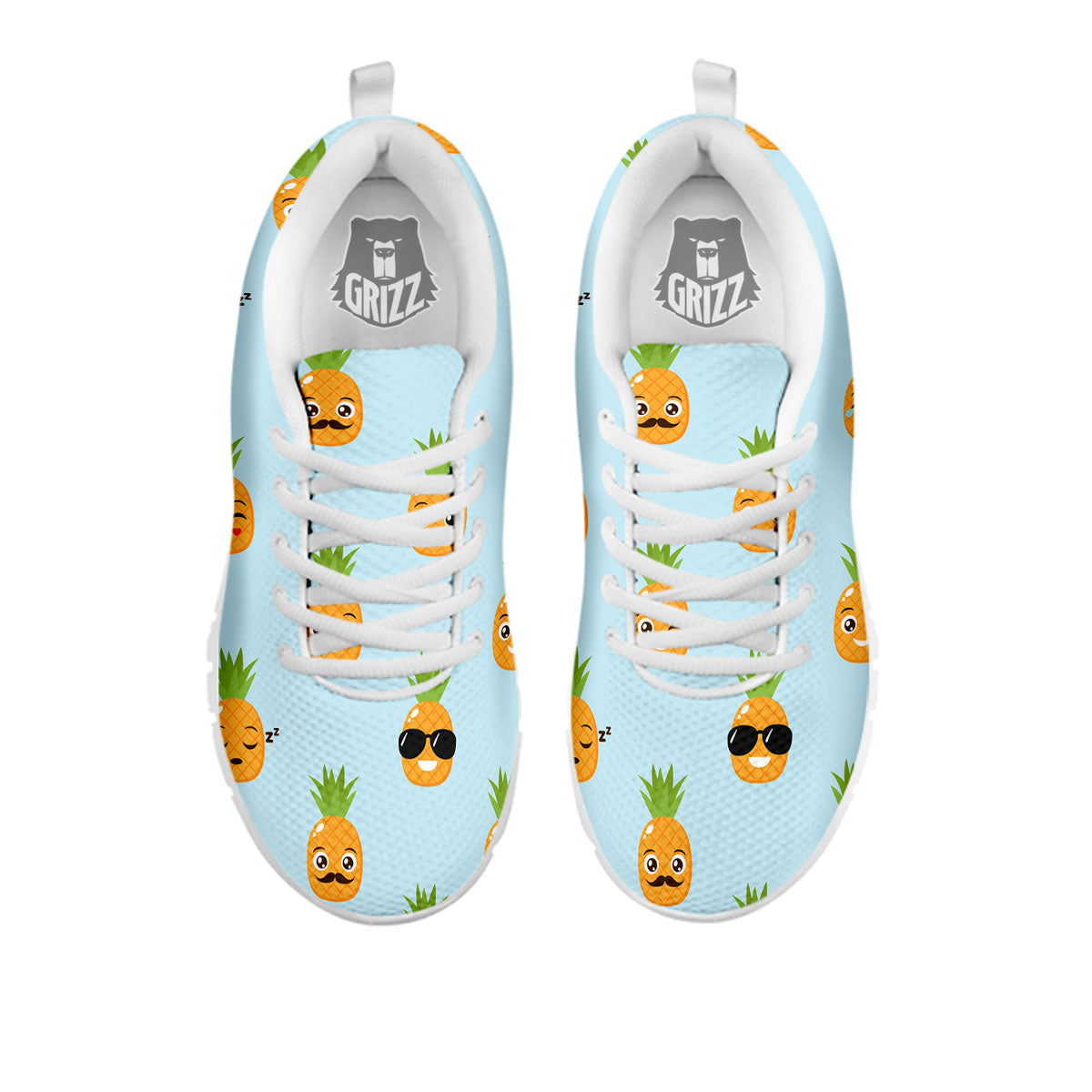 Emoji Pineapple Print Pattern White Sneaker-grizzshop